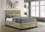 316010F Wheatland 4-drawer Upholstered Full Storage Bed Light Brown