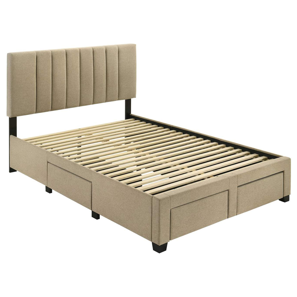 316010F Wheatland 4-drawer Upholstered Full Storage Bed Light Brown