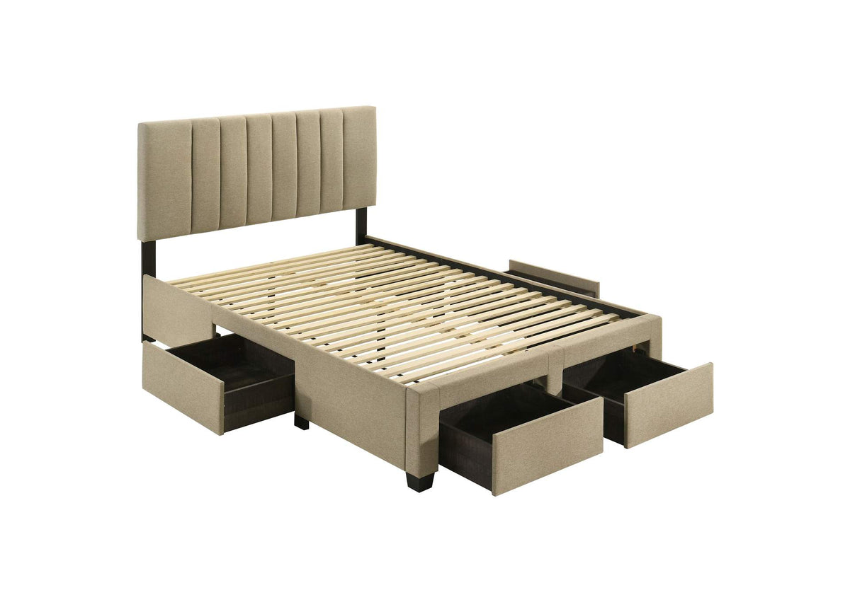 316010F Wheatland 4-drawer Upholstered Full Storage Bed Light Brown