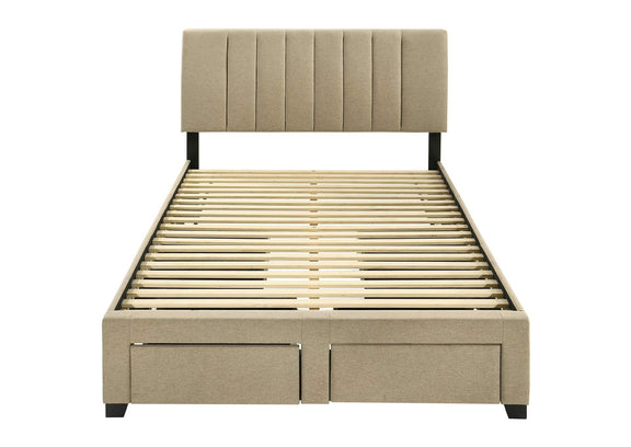 316010F Wheatland 4-drawer Upholstered Full Storage Bed Light Brown