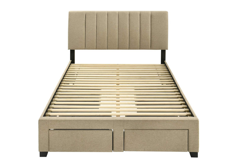 316010F Wheatland 4-drawer Upholstered Full Storage Bed Light Brown