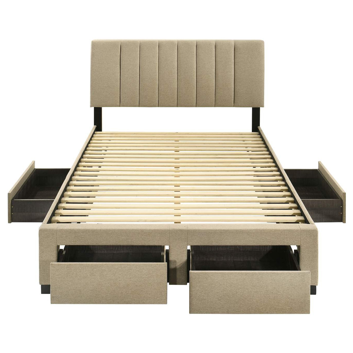 316010F Wheatland 4-drawer Upholstered Full Storage Bed Light Brown