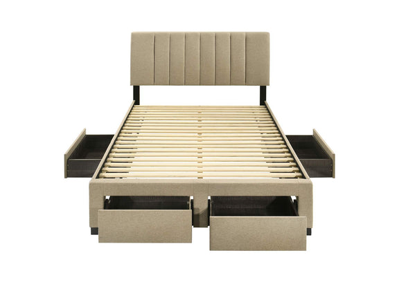 316010F Wheatland 4-drawer Upholstered Full Storage Bed Light Brown