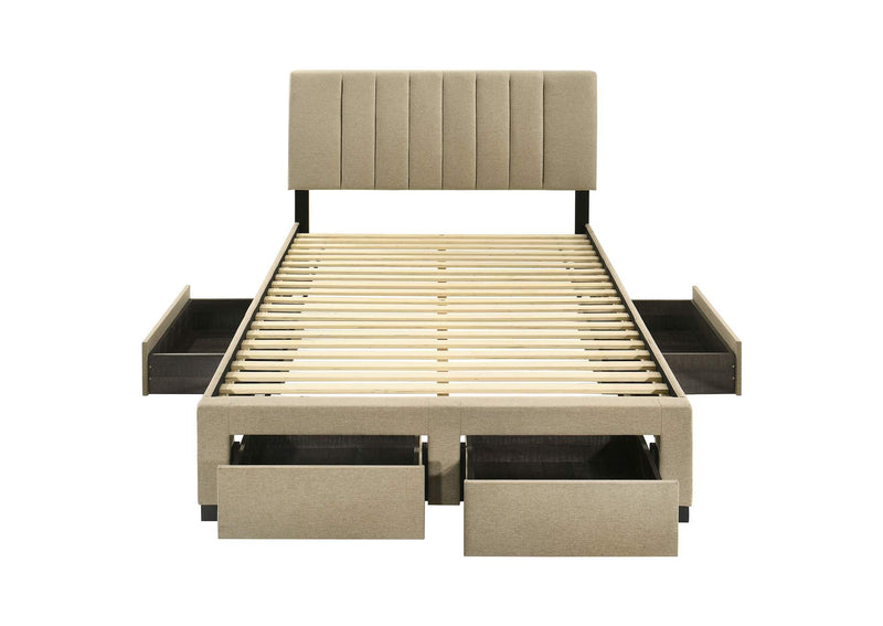 316010F Wheatland 4-drawer Upholstered Full Storage Bed Light Brown