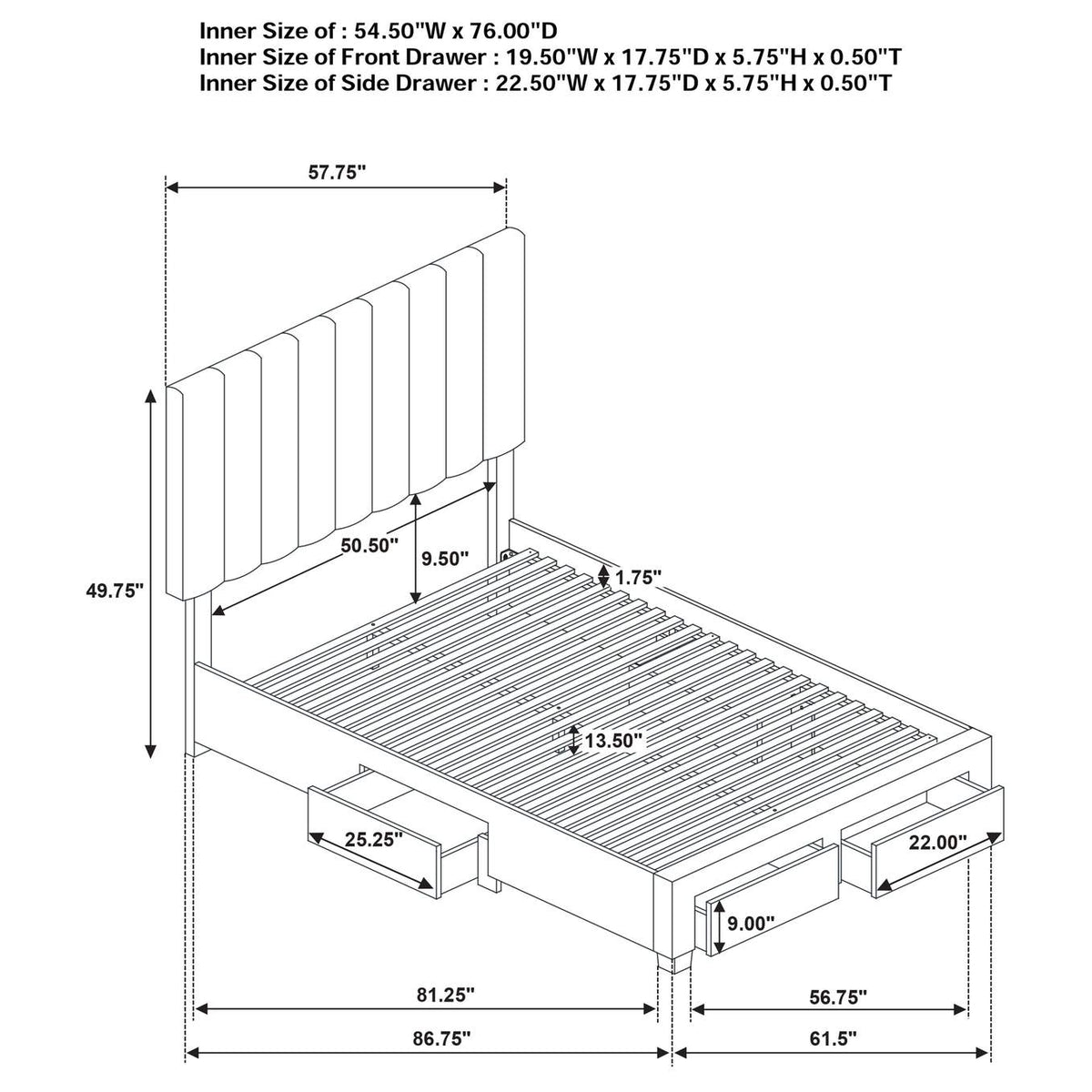 316010F Wheatland 4-drawer Upholstered Full Storage Bed Light Brown
