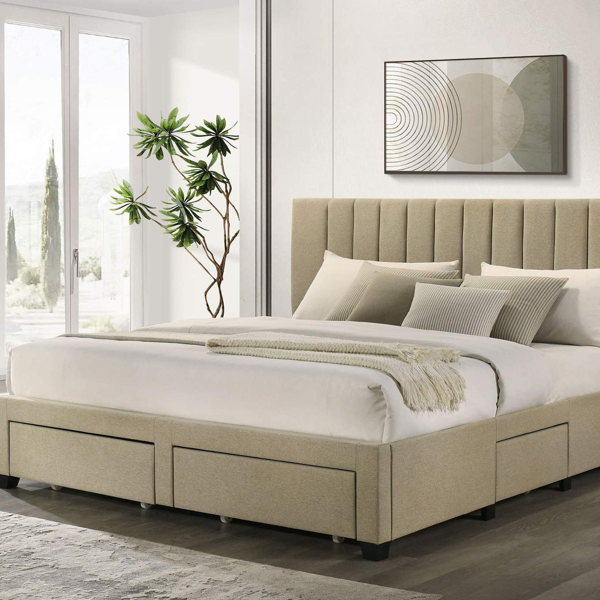 316010KE Wheatland 4-drawer Upholstered Eastern King Storage Bed Brown