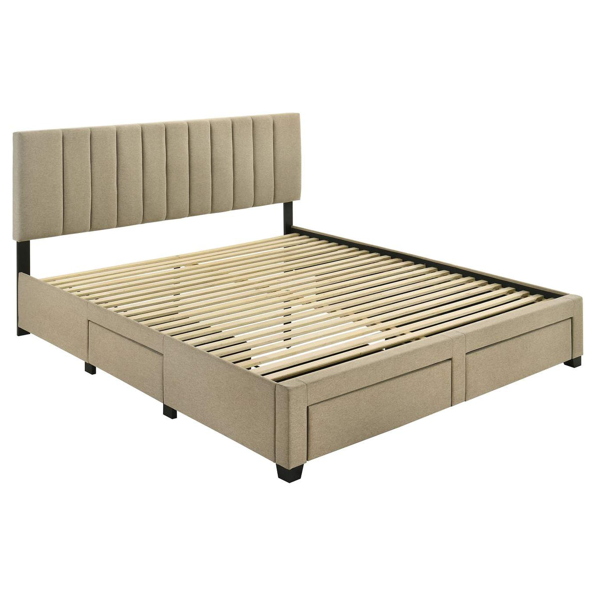 316010KE Wheatland 4-drawer Upholstered Eastern King Storage Bed Brown