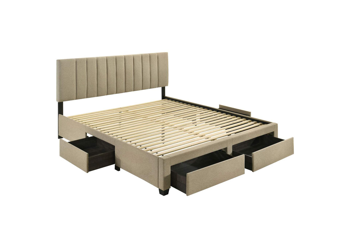 316010KE Wheatland 4-drawer Upholstered Eastern King Storage Bed Brown