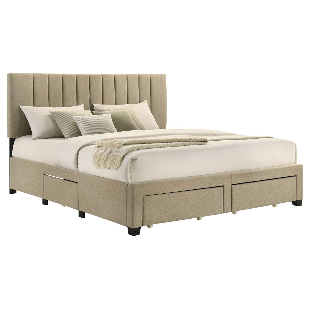 316010KE Wheatland 4-drawer Upholstered Eastern King Storage Bed Brown