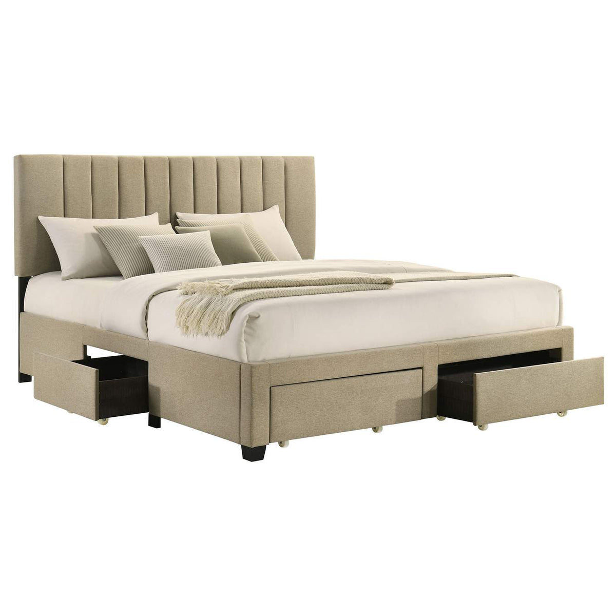 316010KE Wheatland 4-drawer Upholstered Eastern King Storage Bed Brown