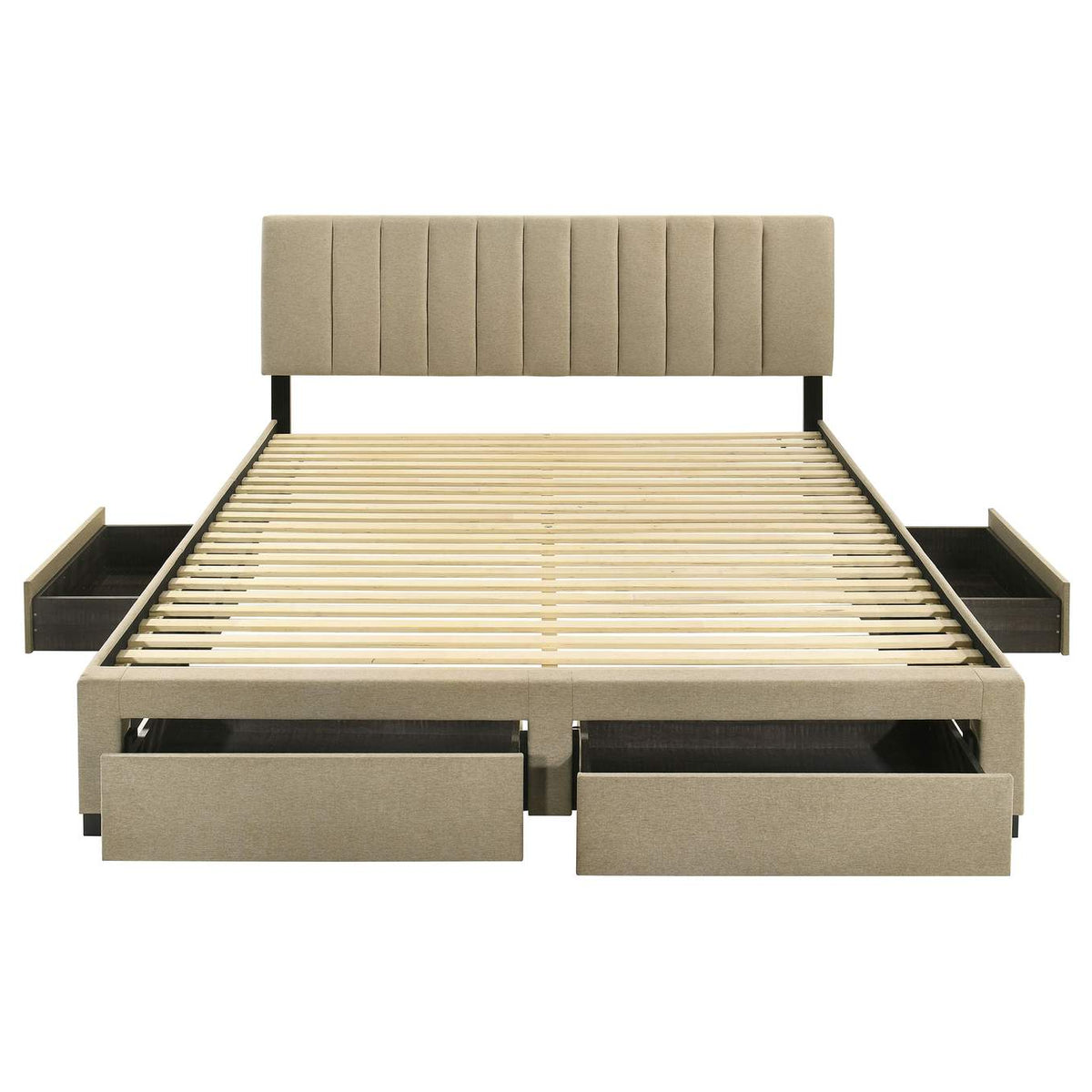 316010KE Wheatland 4-drawer Upholstered Eastern King Storage Bed Brown