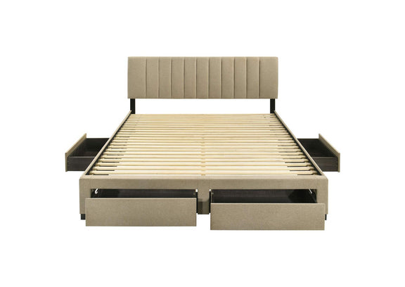 316010KE Wheatland 4-drawer Upholstered Eastern King Storage Bed Brown