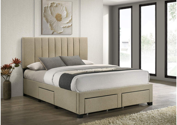316010Q Wheatland 4-drawer Upholstered Queen Storage Bed Light Brown