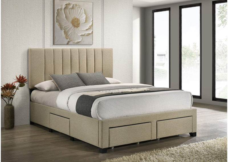 316010Q Wheatland 4-drawer Upholstered Queen Storage Bed Light Brown