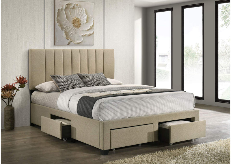 316010Q Wheatland 4-drawer Upholstered Queen Storage Bed Light Brown