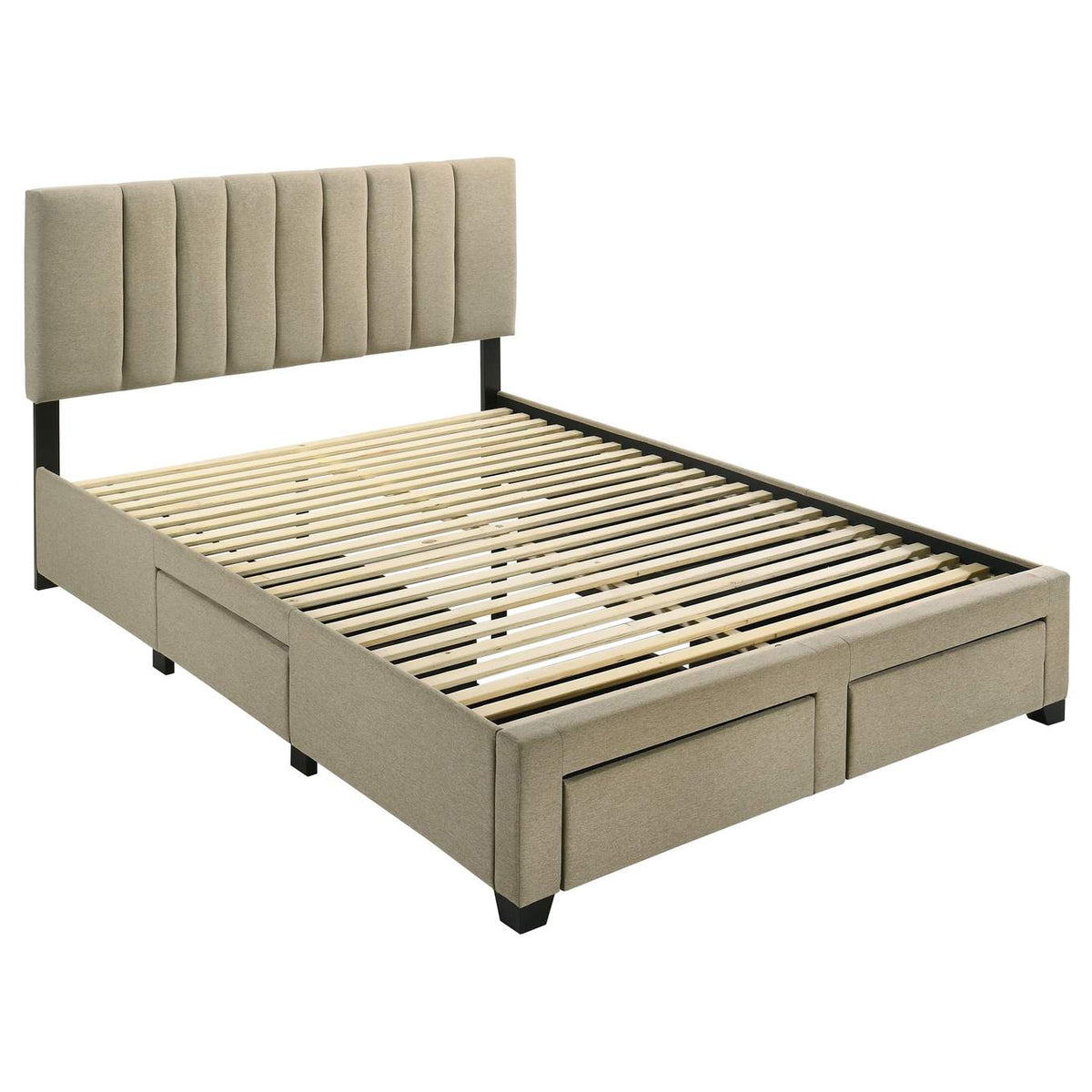 316010Q Wheatland 4-drawer Upholstered Queen Storage Bed Light Brown