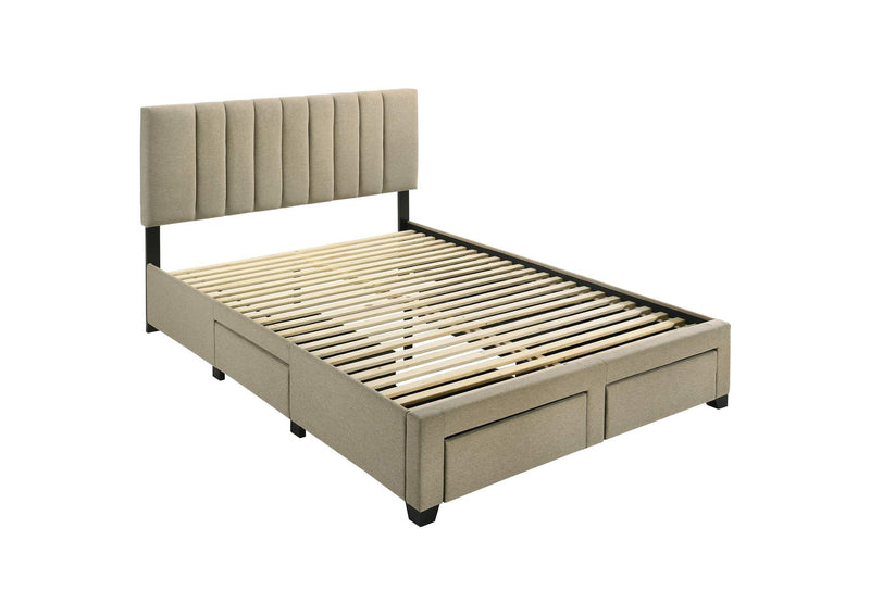 316010Q Wheatland 4-drawer Upholstered Queen Storage Bed Light Brown