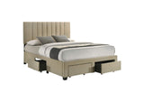 316010Q Wheatland 4-drawer Upholstered Queen Storage Bed Light Brown