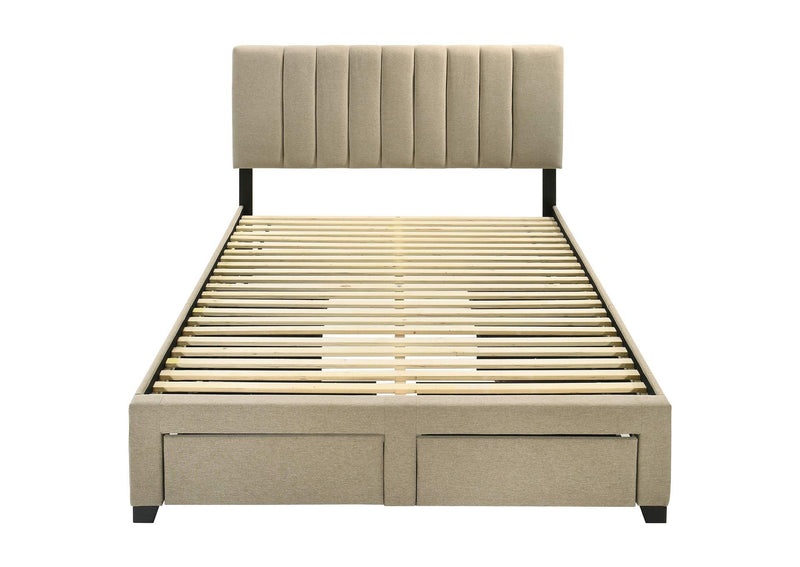316010Q Wheatland 4-drawer Upholstered Queen Storage Bed Light Brown