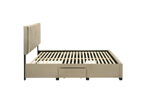 316010Q Wheatland 4-drawer Upholstered Queen Storage Bed Light Brown