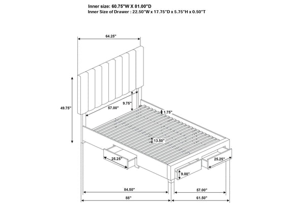 316010Q Wheatland 4-drawer Upholstered Queen Storage Bed Light Brown