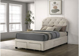 316011F Marianna 4-drawer Upholstered Full Storage Bed Cream