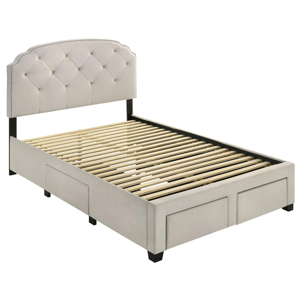 316011F Marianna 4-drawer Upholstered Full Storage Bed Cream