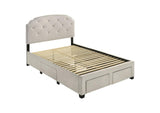 316011F Marianna 4-drawer Upholstered Full Storage Bed Cream