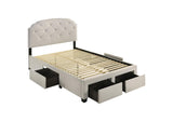316011F Marianna 4-drawer Upholstered Full Storage Bed Cream