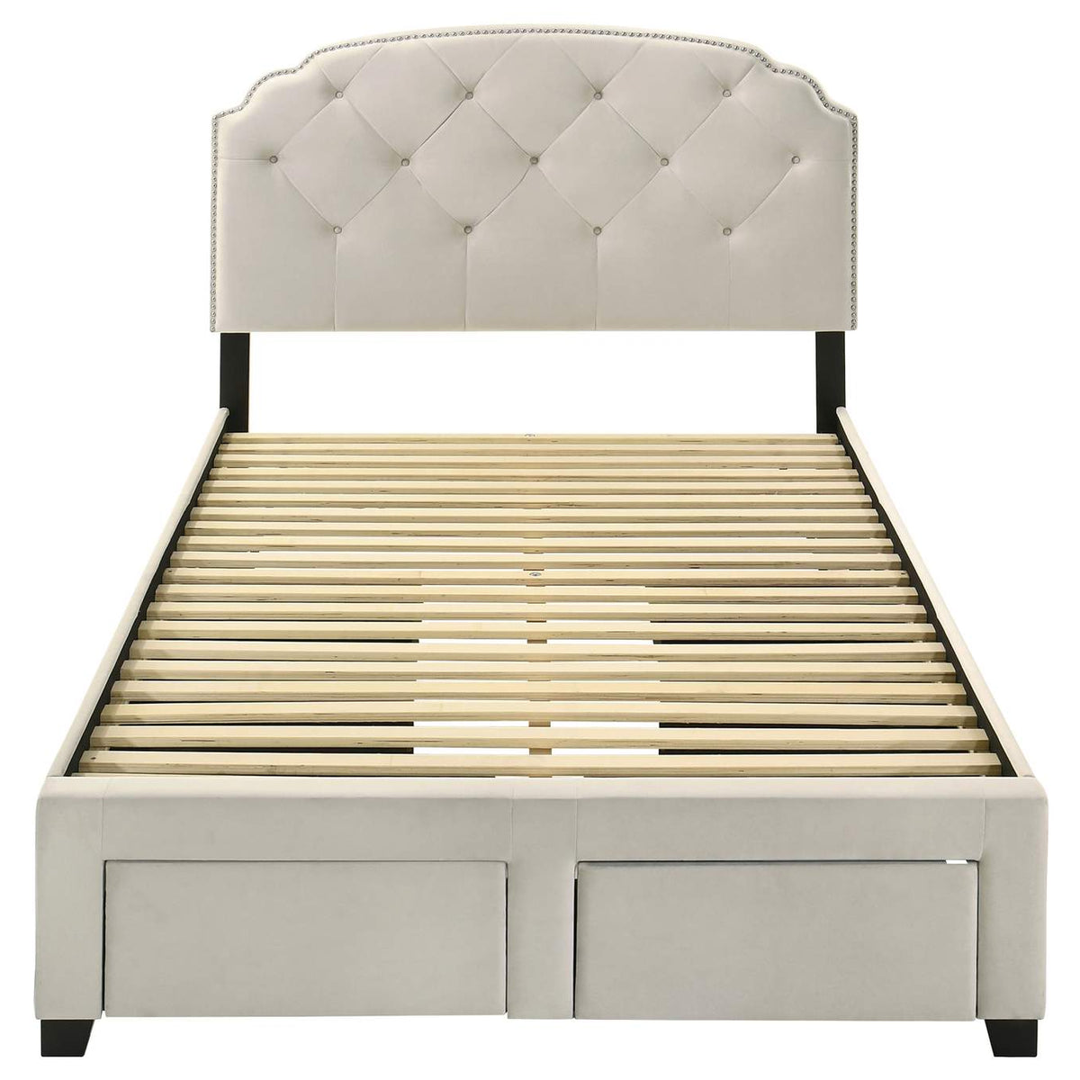 316011F Marianna 4-drawer Upholstered Full Storage Bed Cream