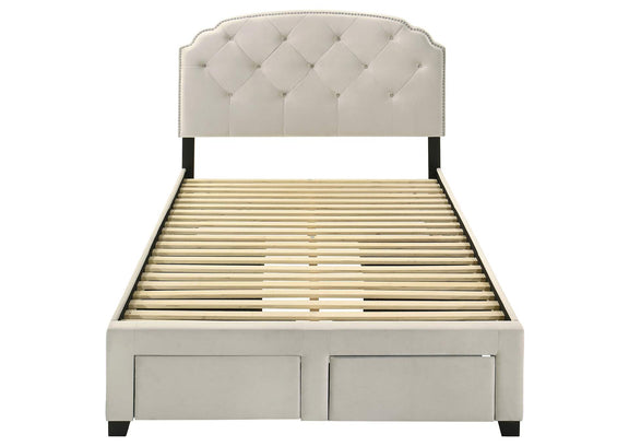 316011F Marianna 4-drawer Upholstered Full Storage Bed Cream