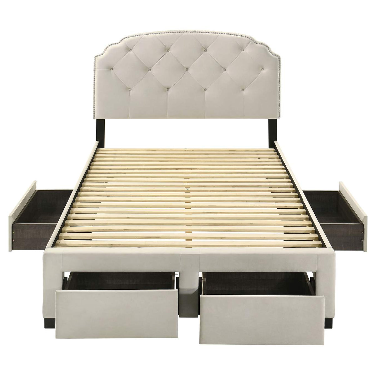 316011F Marianna 4-drawer Upholstered Full Storage Bed Cream