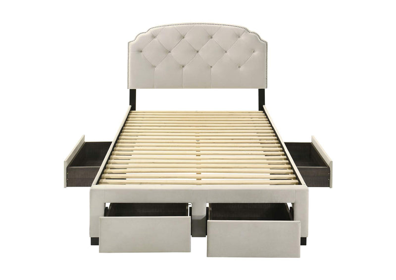 316011F Marianna 4-drawer Upholstered Full Storage Bed Cream