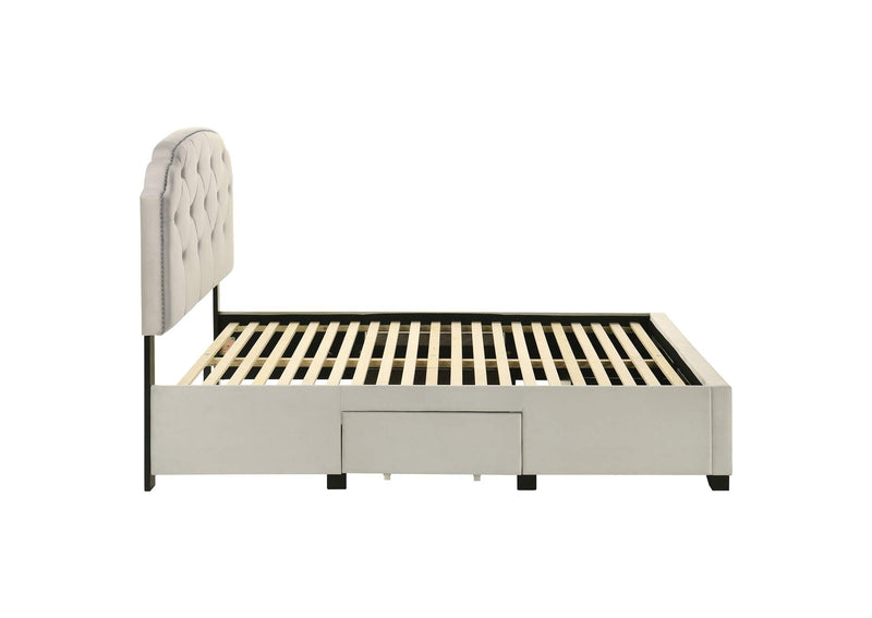 316011F Marianna 4-drawer Upholstered Full Storage Bed Cream