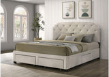 316011KE Marianna 4-drawer Upholstered Eastern King Storage Bed Cream