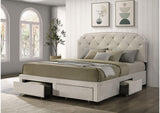 316011KE Marianna 4-drawer Upholstered Eastern King Storage Bed Cream