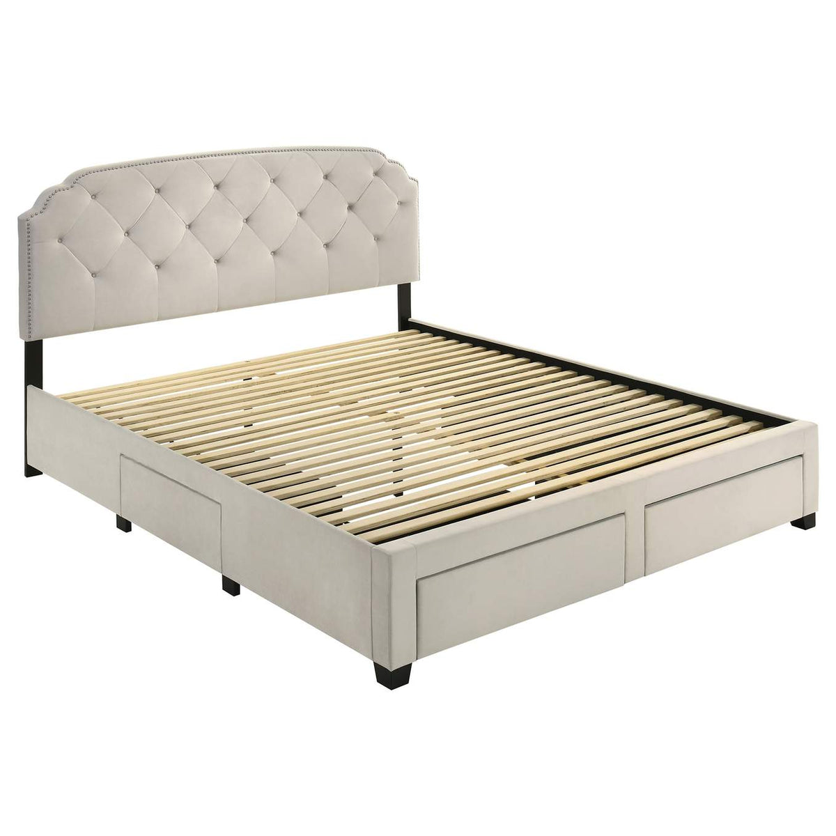 316011KE Marianna 4-drawer Upholstered Eastern King Storage Bed Cream