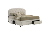 316011KE Marianna 4-drawer Upholstered Eastern King Storage Bed Cream
