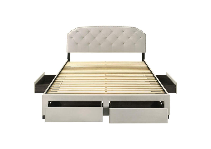 316011KE Marianna 4-drawer Upholstered Eastern King Storage Bed Cream