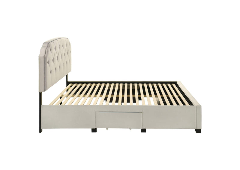 316011KE Marianna 4-drawer Upholstered Eastern King Storage Bed Cream