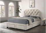 316011Q Marianna 4-drawer Upholstered Queen Storage Bed Cream