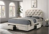 316011Q Marianna 4-drawer Upholstered Queen Storage Bed Cream