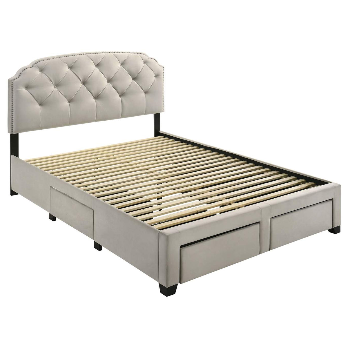 316011Q Marianna 4-drawer Upholstered Queen Storage Bed Cream