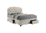 316011Q Marianna 4-drawer Upholstered Queen Storage Bed Cream