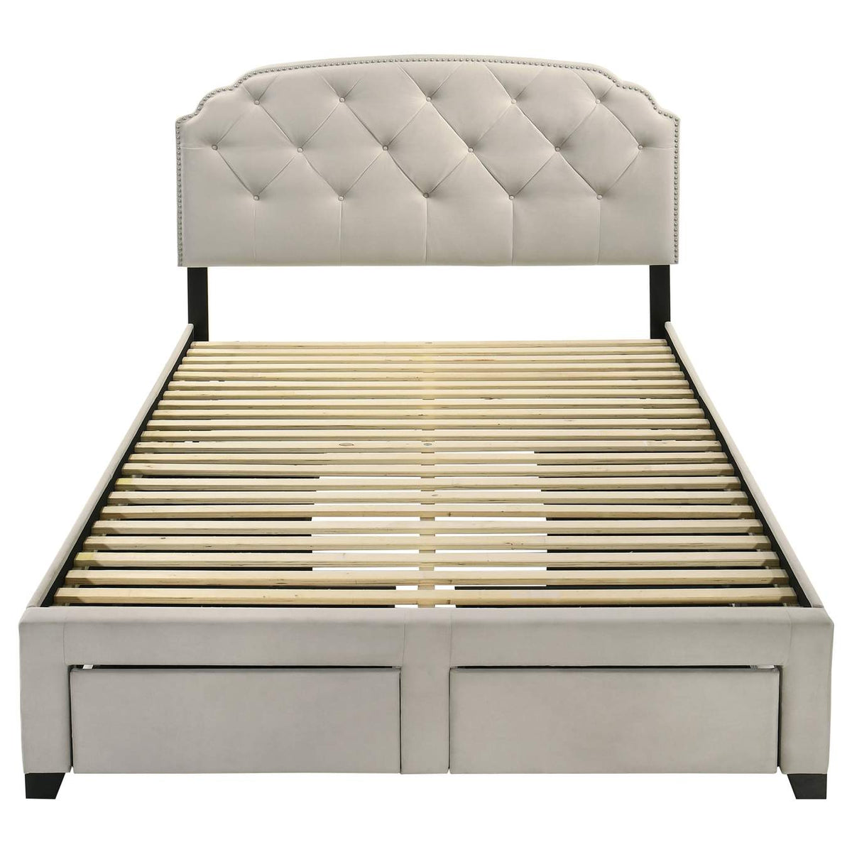 316011Q Marianna 4-drawer Upholstered Queen Storage Bed Cream