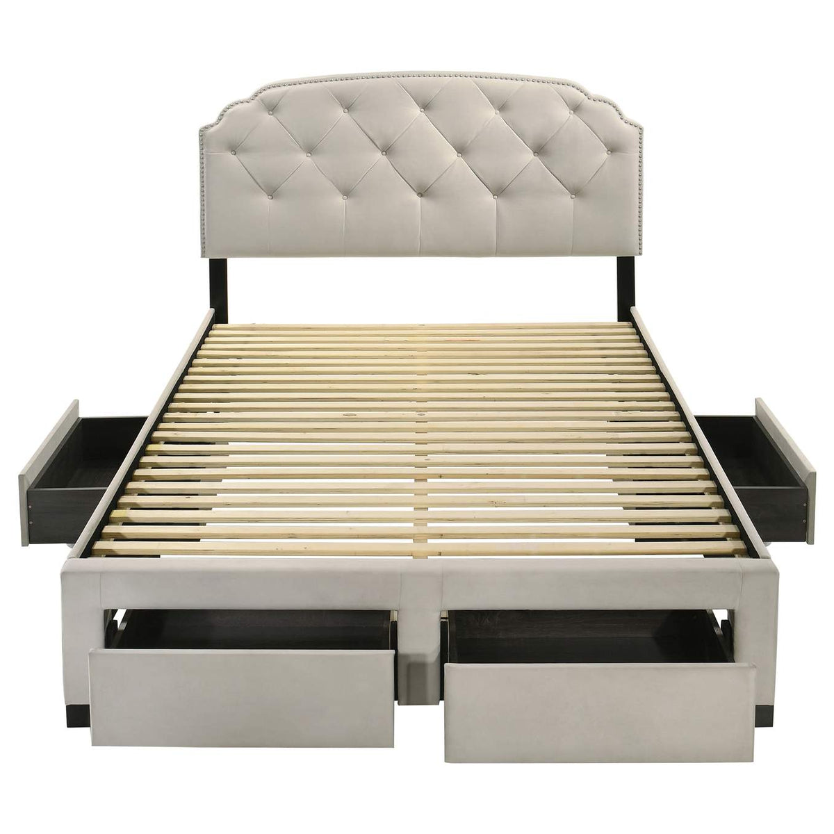 316011Q Marianna 4-drawer Upholstered Queen Storage Bed Cream