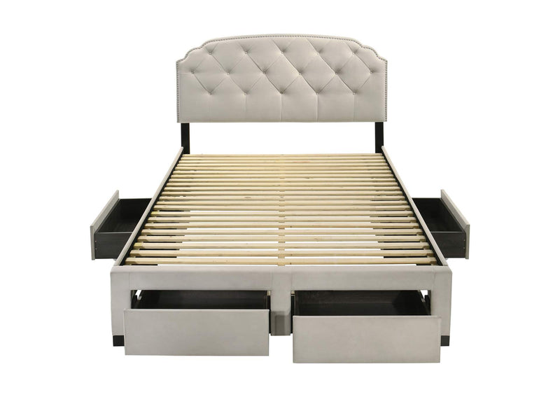 316011Q Marianna 4-drawer Upholstered Queen Storage Bed Cream