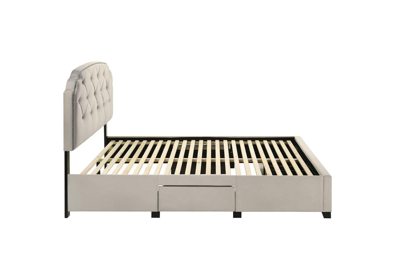 316011Q Marianna 4-drawer Upholstered Queen Storage Bed Cream