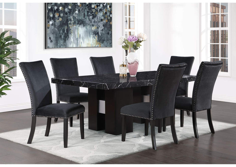 D03DT+D03DC-BLK_7_PC D03 DINING TABLE +6 D03 DINING CHAIRS BLACK