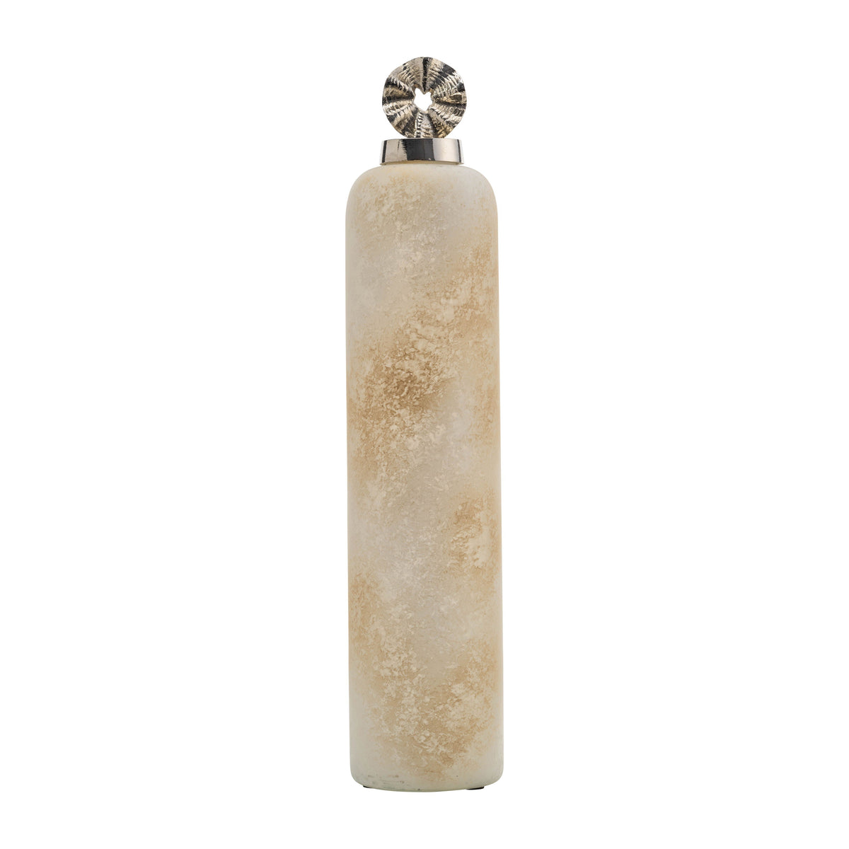 Glass Vase With Pinwheel Top 22" - Ivory / Beige